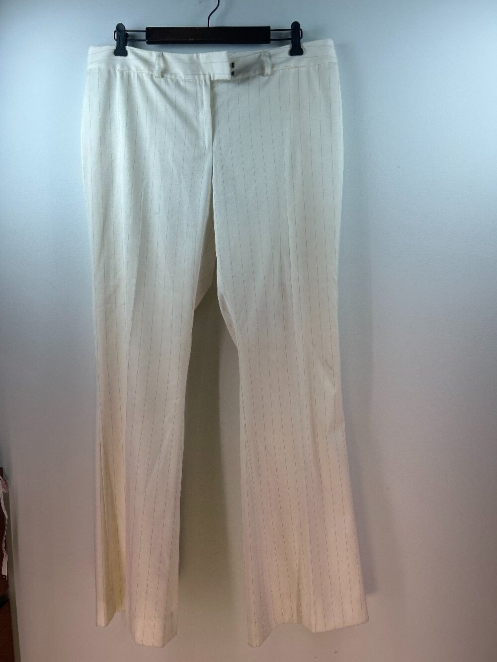 Antonio Melani Ivory Pinstripe Wide Leg Suit Pants Size 14